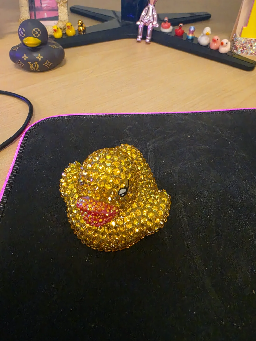 Sparkling Gold and Pink Embellished Rubber Duck Toy - Brand
